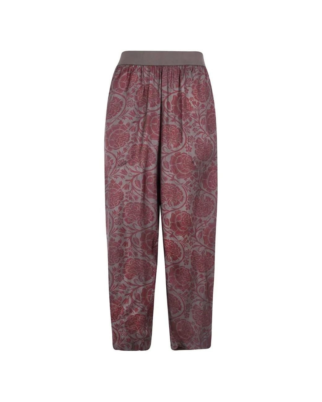 Uma Wang Purple Pantalon À Fleurs
