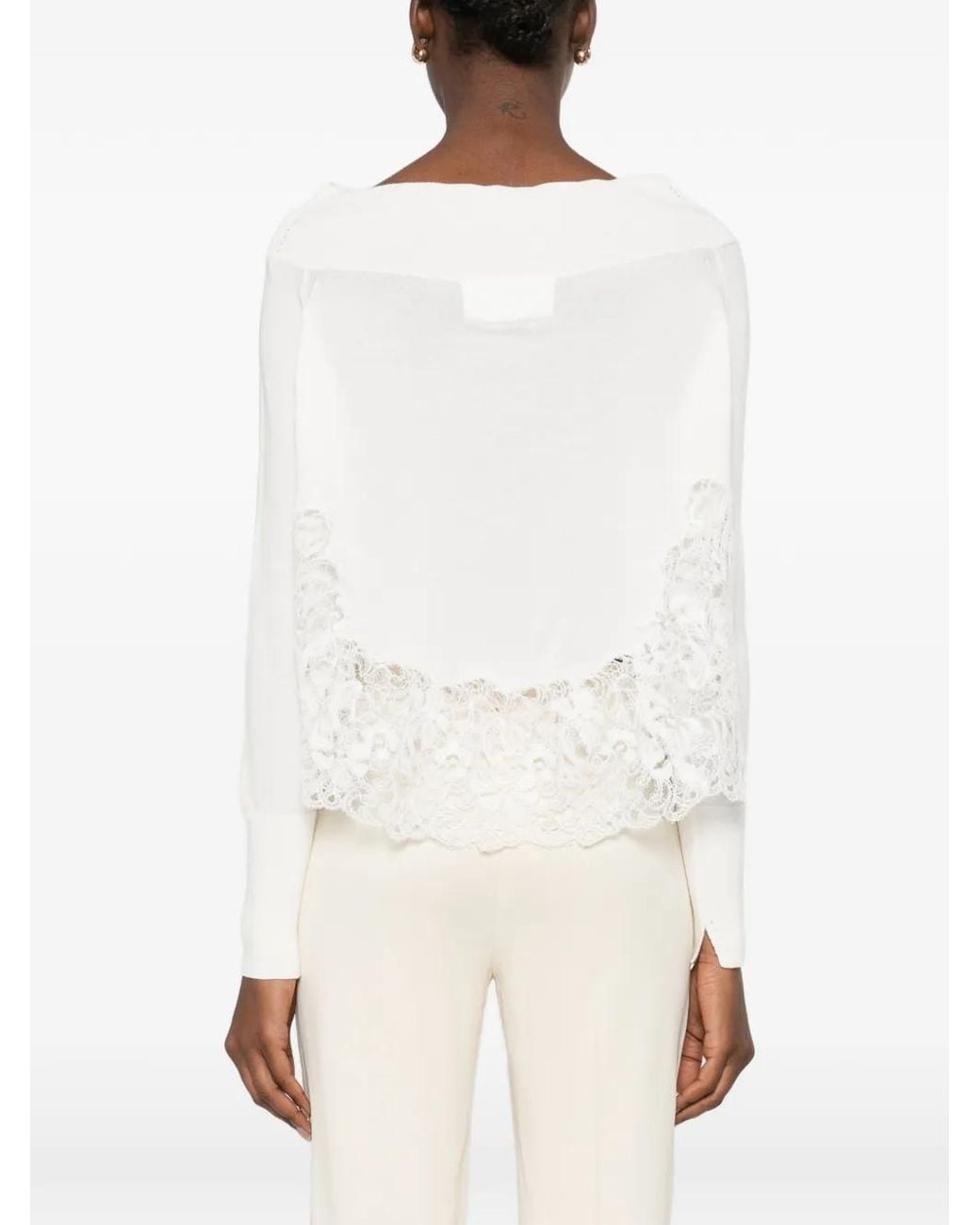 Ermanno Scervino White Long Sleeve Sweater
