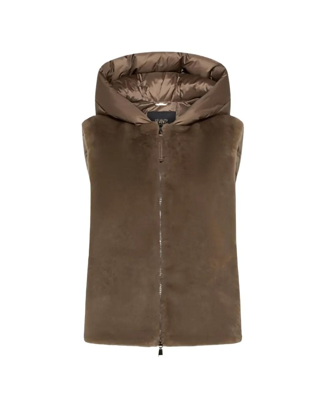Seventy Brown Hooded Faux-Fur Gilet