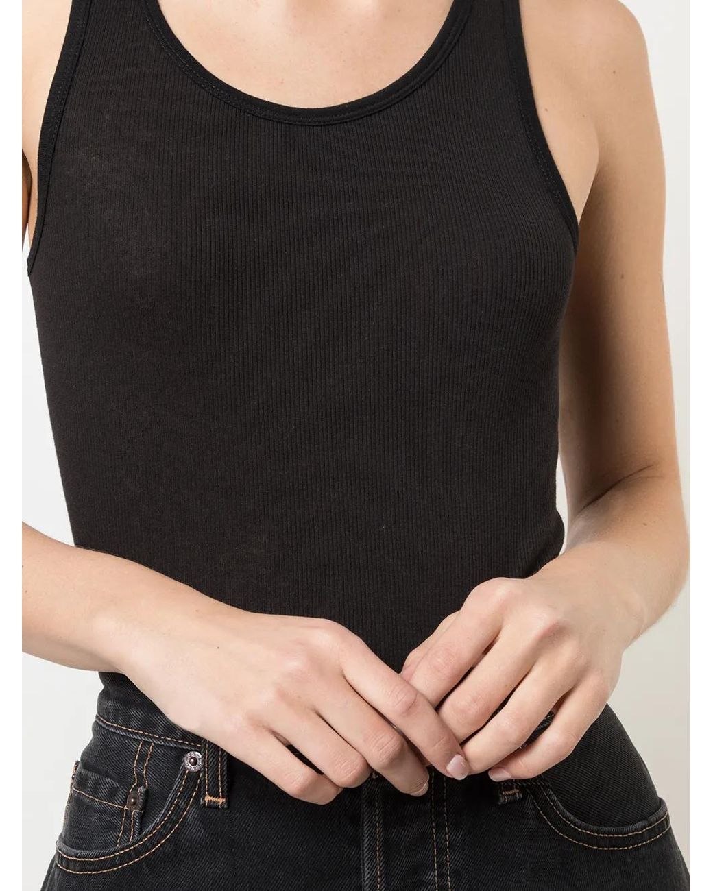 Wardrobe NYC Geribbelde Tanktop in het Black