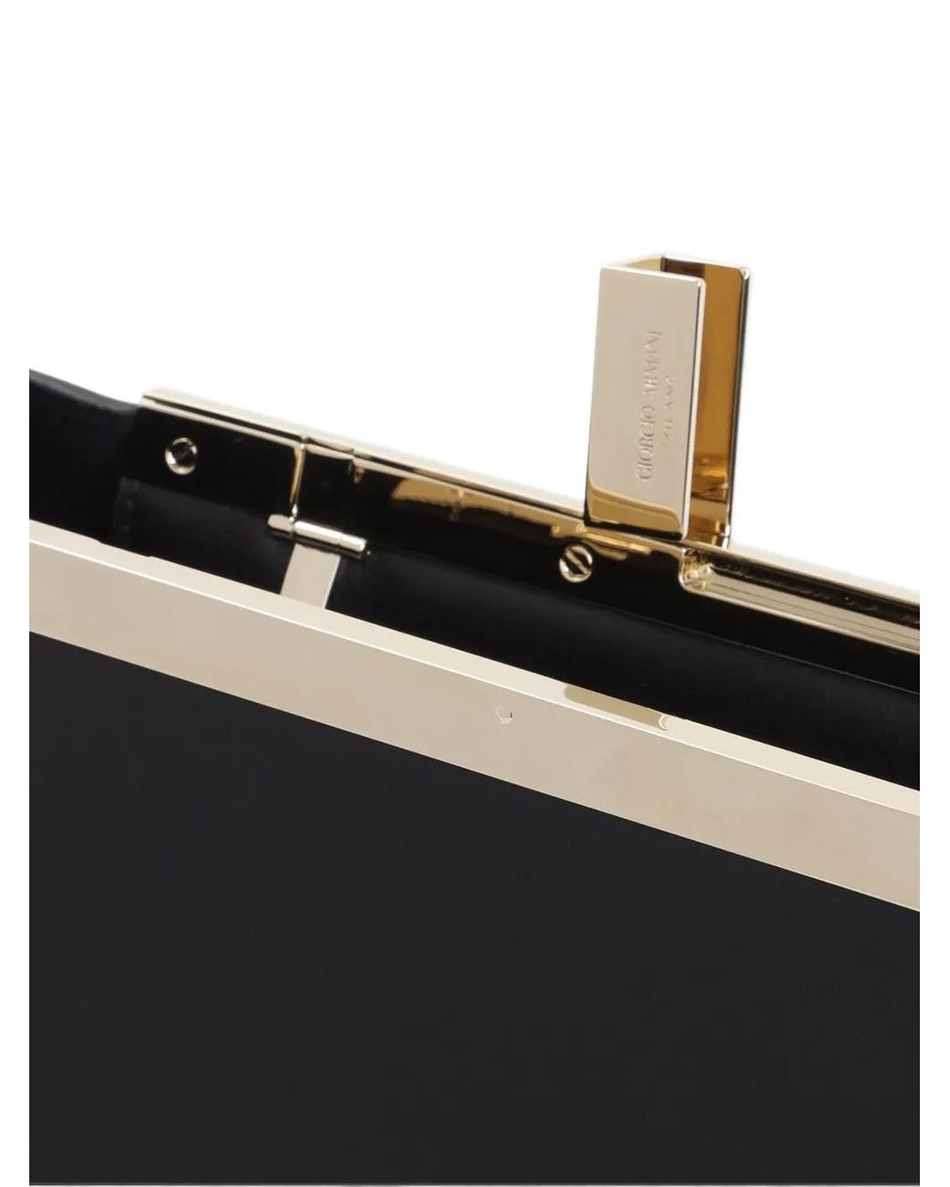 Giorgio Armani Black Logo-Engraved Frame Clutch Bag