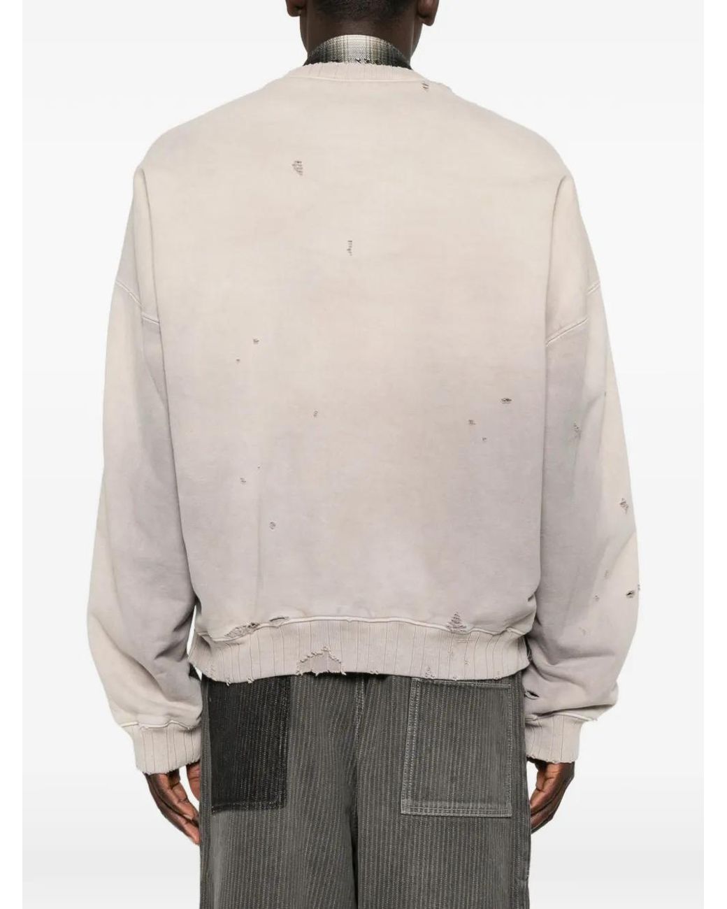 Maison Mihara Yasuhiro Gray Check-Pattern Distressed-Effect Shirt for men
