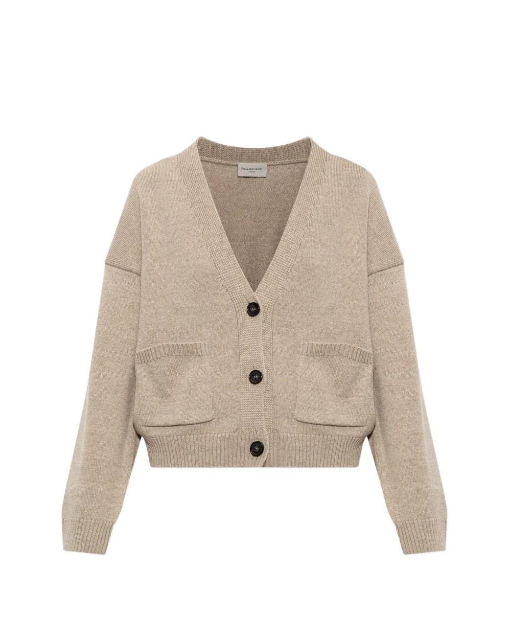 Paul & Shark Natural Patch-Pocket Wool Cardigan