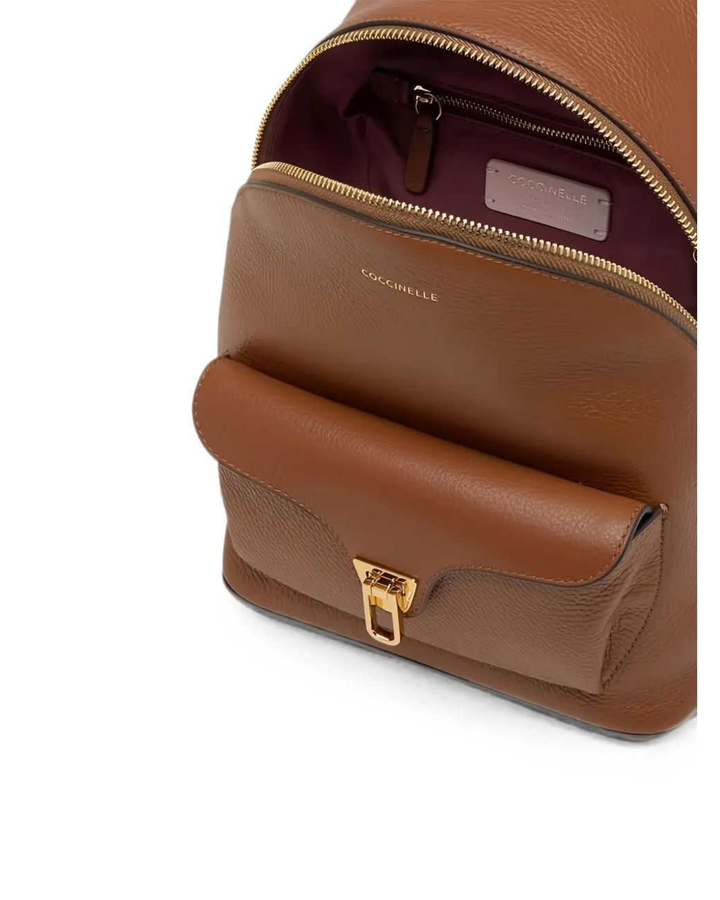 Coccinelle Brown Beat Generation Logo-Print Pebbled-Leather Backpack
