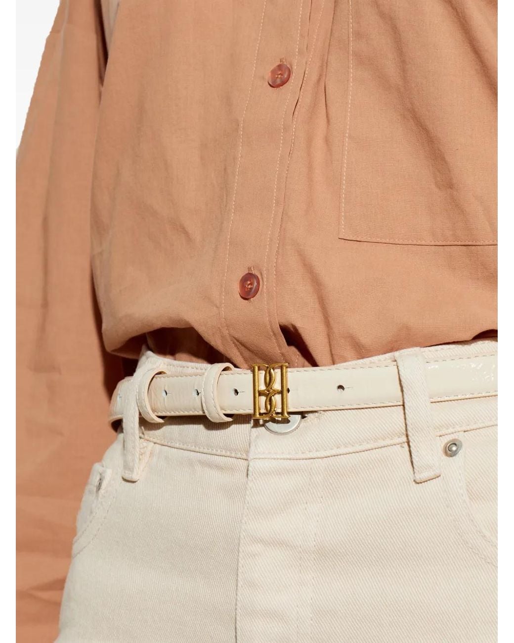 By Malene Birger Metallic Marlos Logo-Buckle Leather Belt