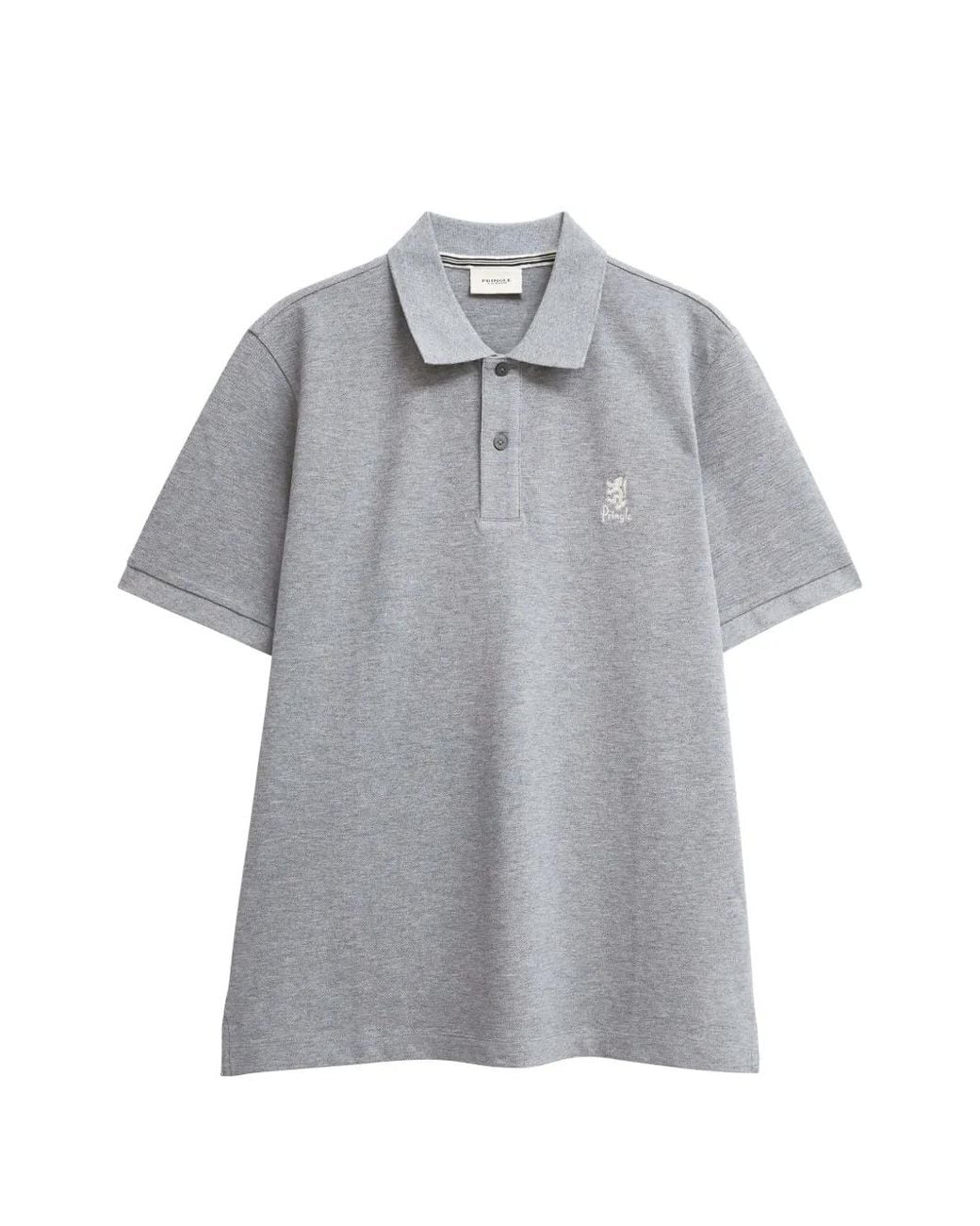 Pringle of Scotland Gray Logo-Embroidered Short-Sleeve Polo Shirt for men