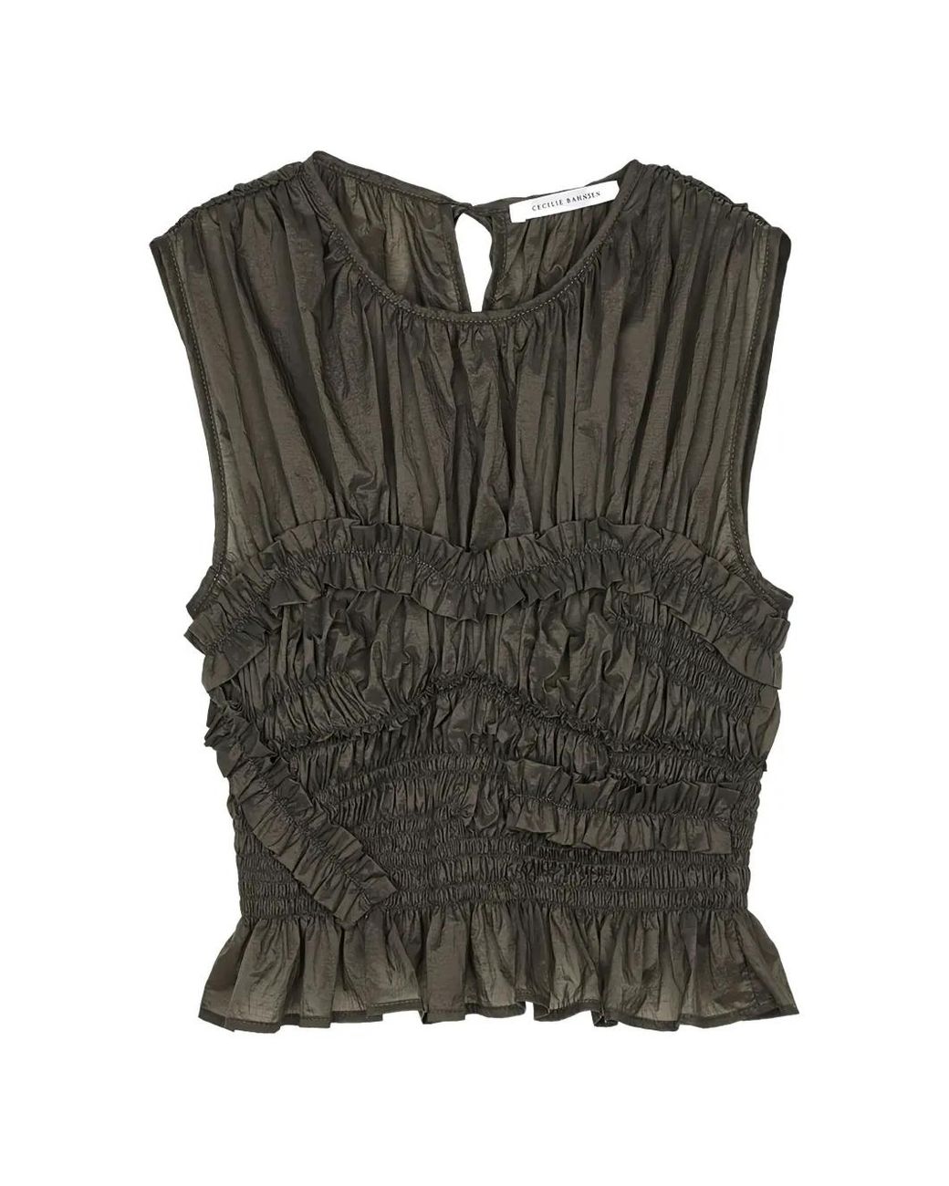 CECILIE BAHNSEN Green Cbuphi Ruffled Ripstop Top