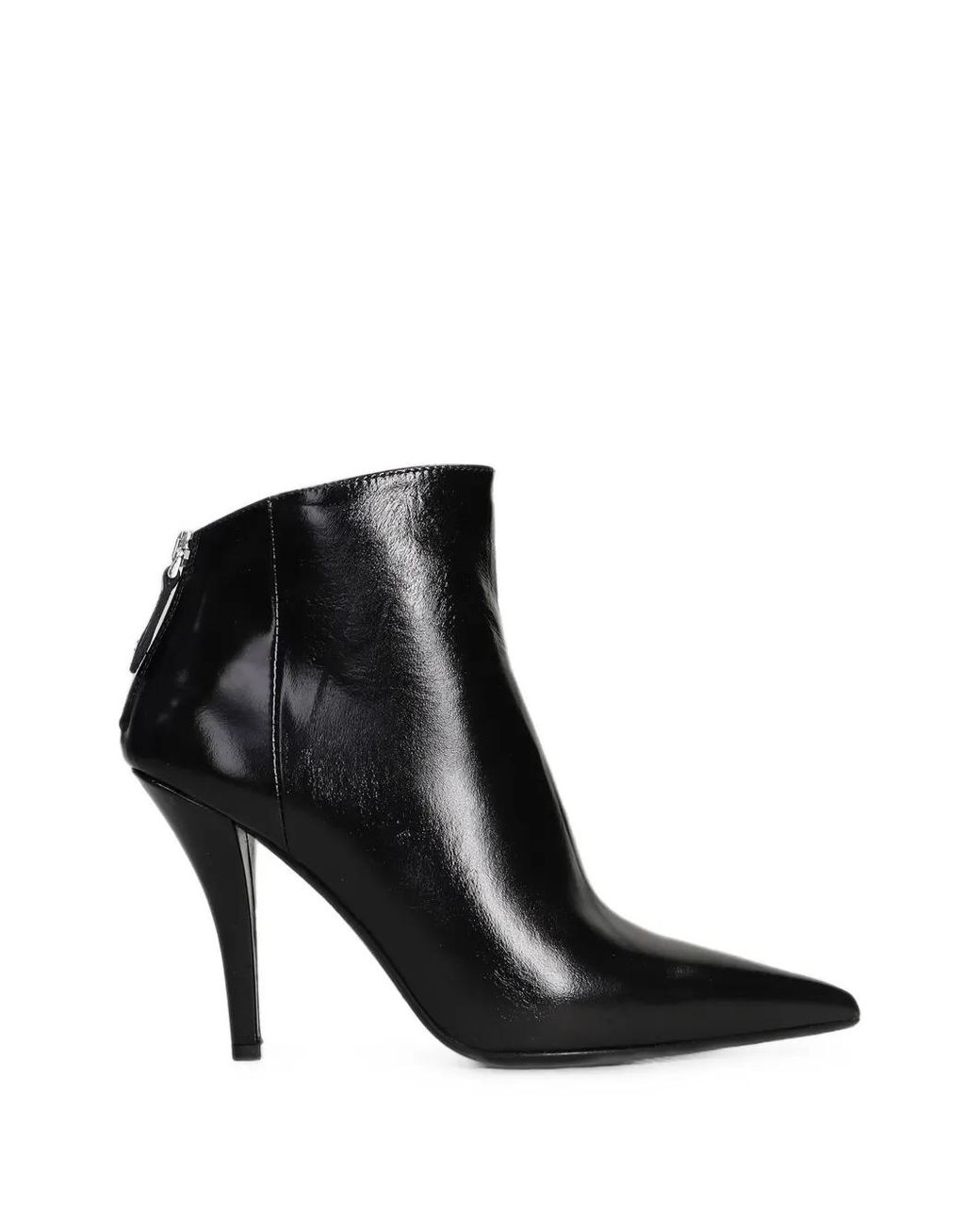 Chantal Black Pointed-Toe Leather Ankle Boots