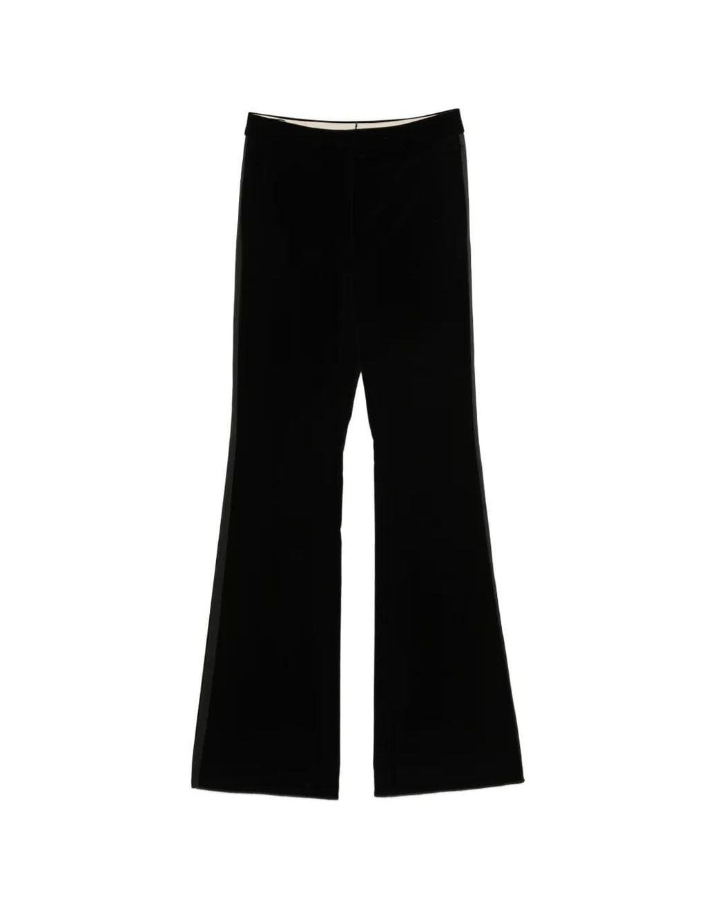 Max Mara Black Side-Stripe Velvet Trousers