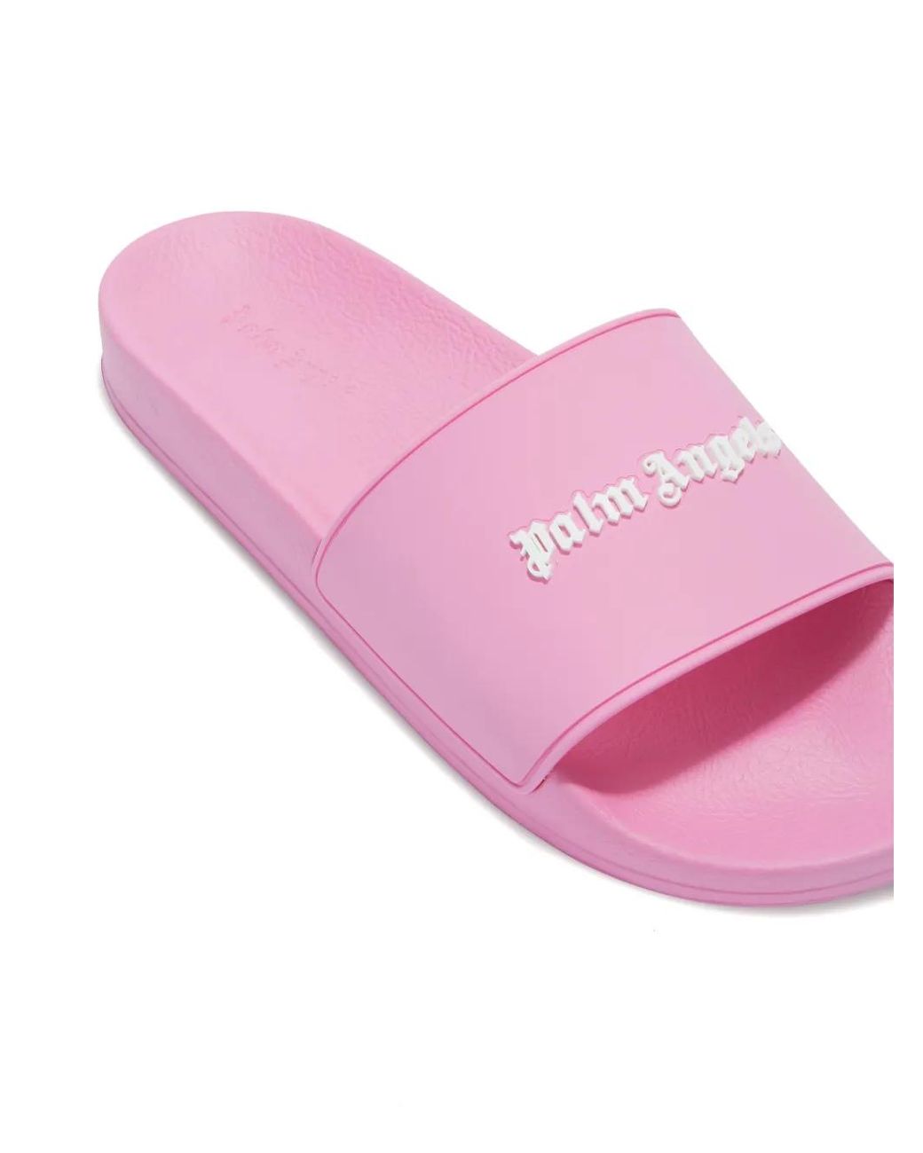 Palm Angels Pink Logo-Embossed Pool Slides for men