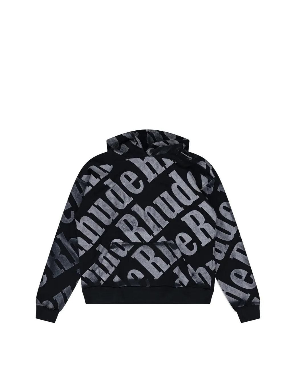 Rhude Black Logo-Pattern Hoodie for men
