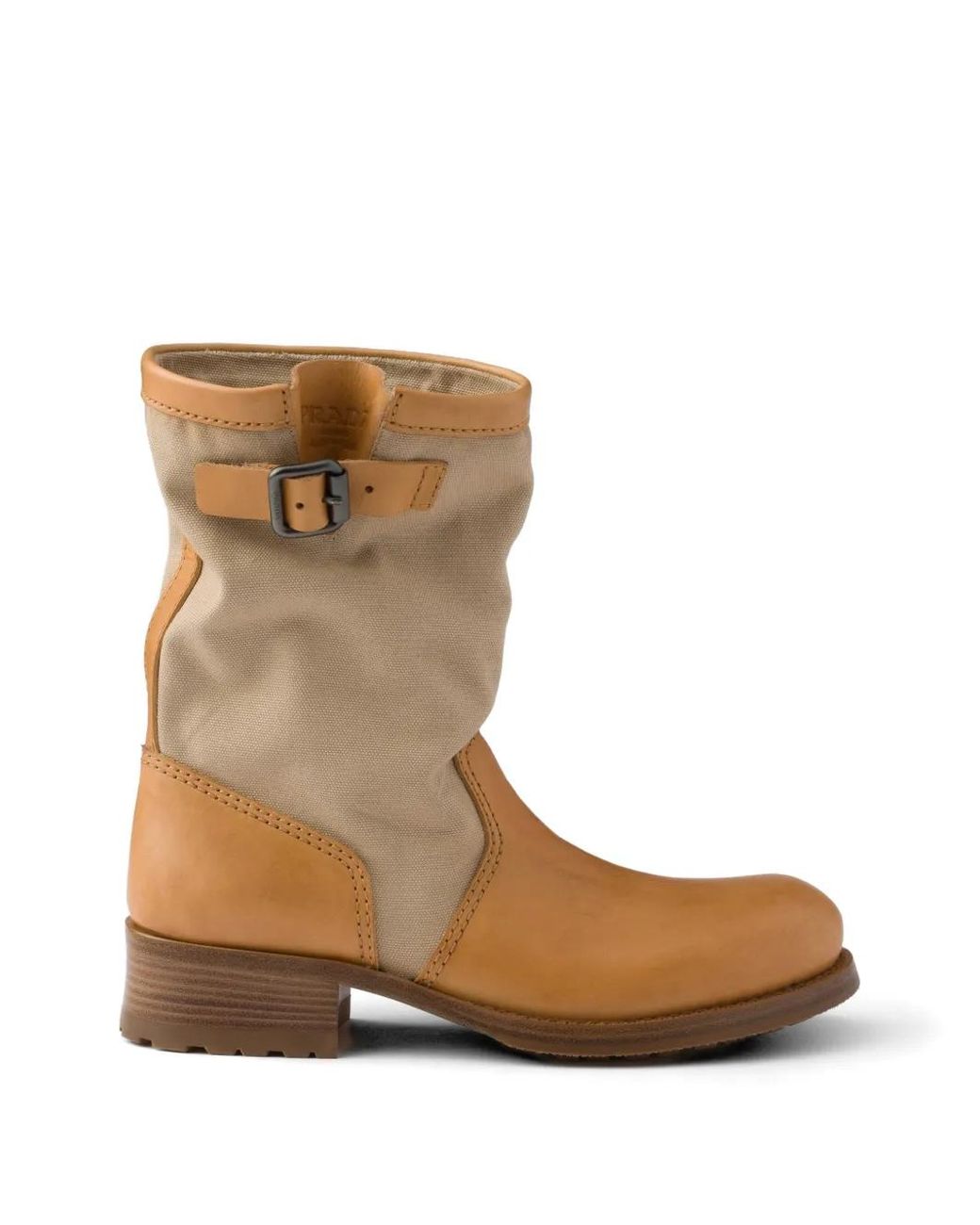 Prada Brown Leather And Canvas Boots