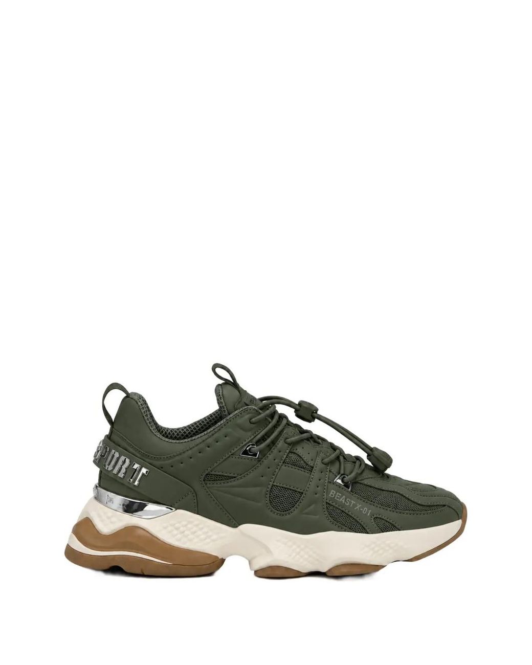 Philipp Plein Green Runner Beast X-01 Panelled Sneakers
