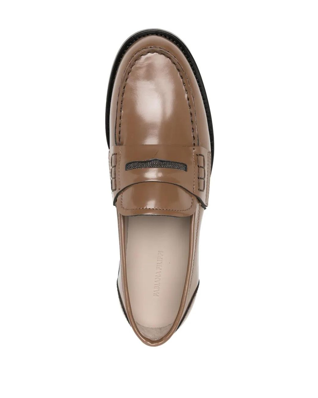 Fabiana Filippi Brown Slip-on Leather Loafers