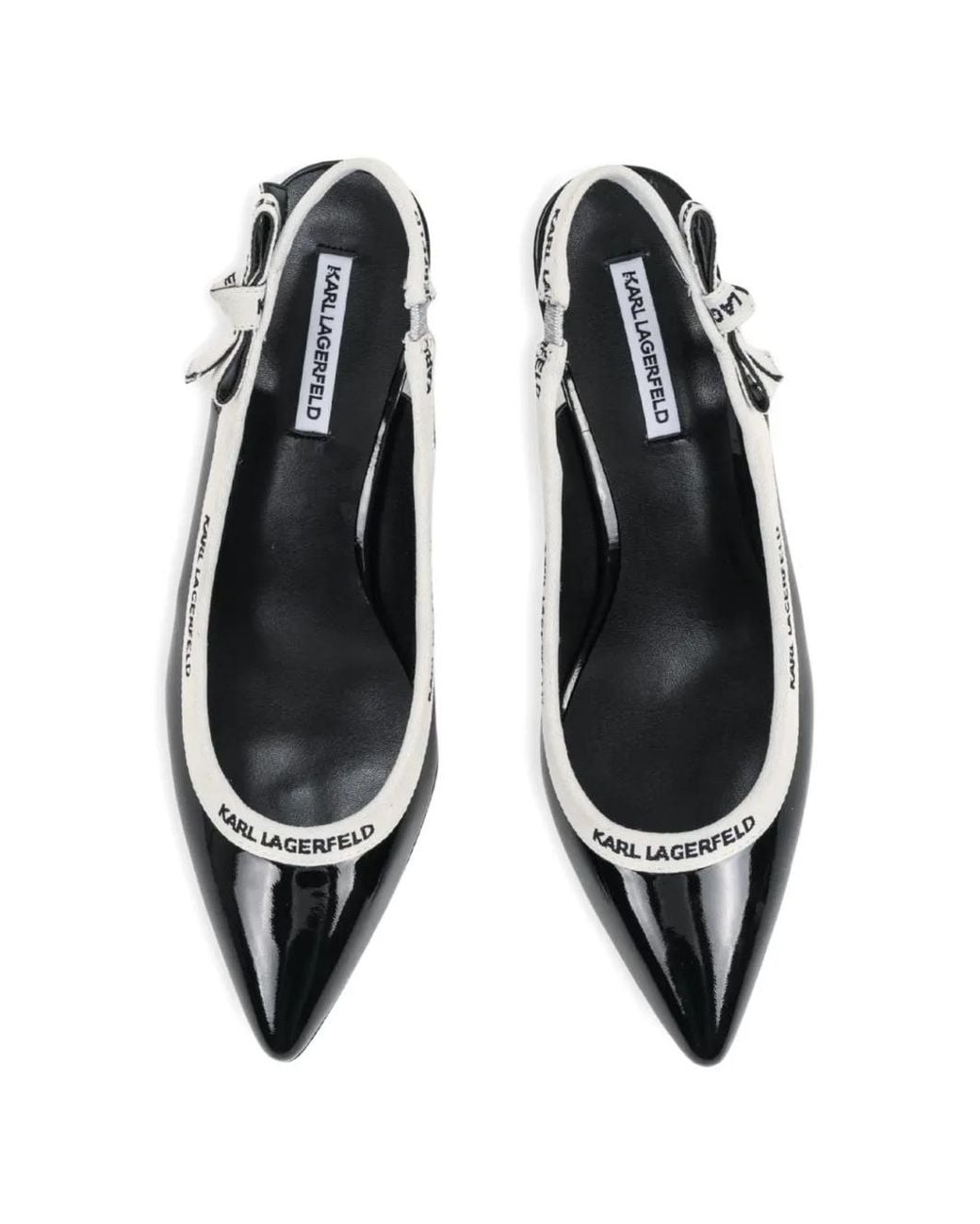 Karl Lagerfeld Black Panache Ribbon Slingback Heeled Pumps