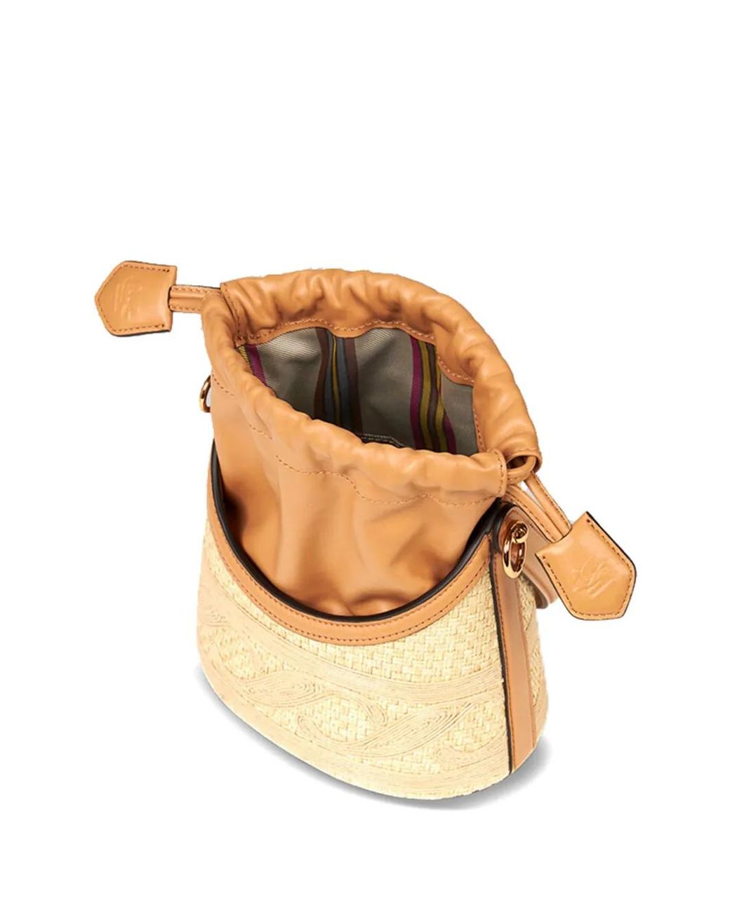 Etro Metallic Small Saturno Raffia Bucket Bag