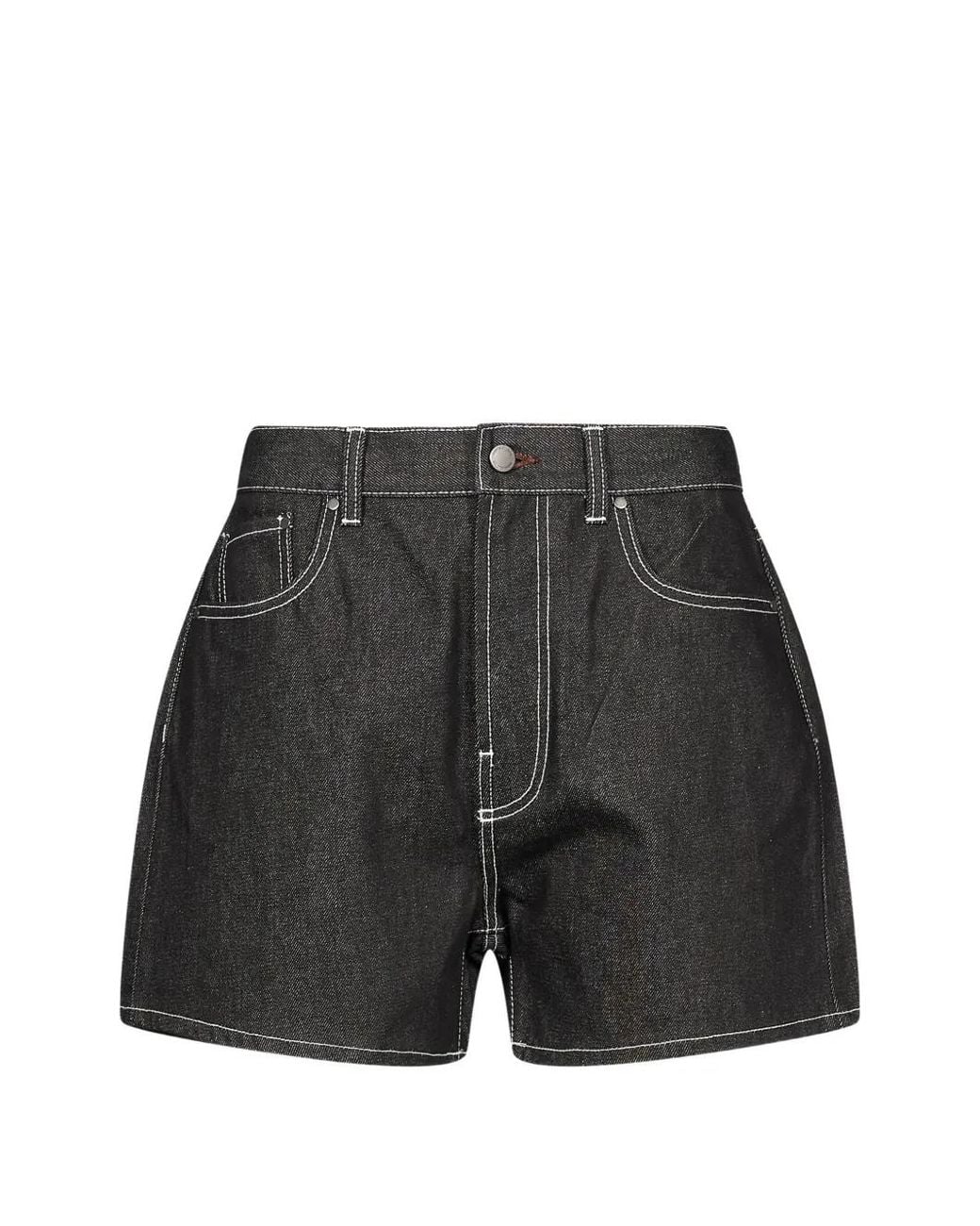 Entire studios Black Contrast-Stitch Mini Shorts