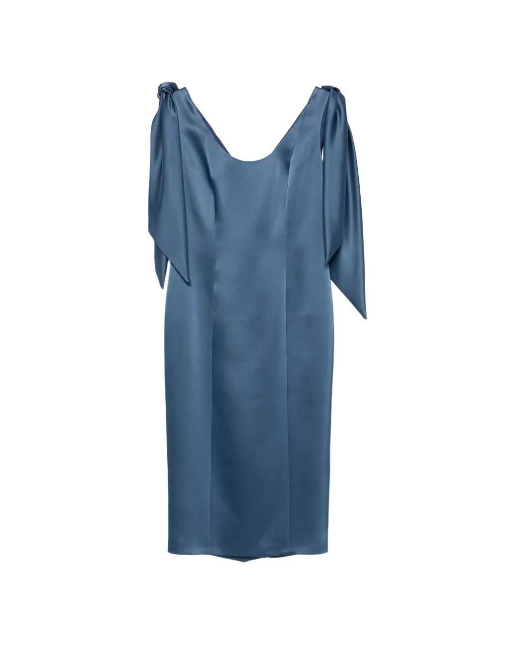 Fely Campo Blue Draped Midi Dress