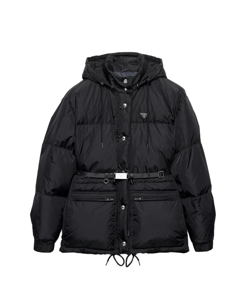 Prada Black Re-Nylon Down Jacket With Hood