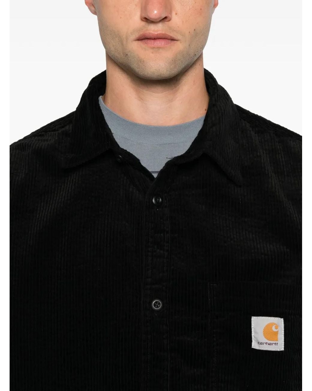Carhartt Black Loyde Corduroy Logo-Patch Shirt for men