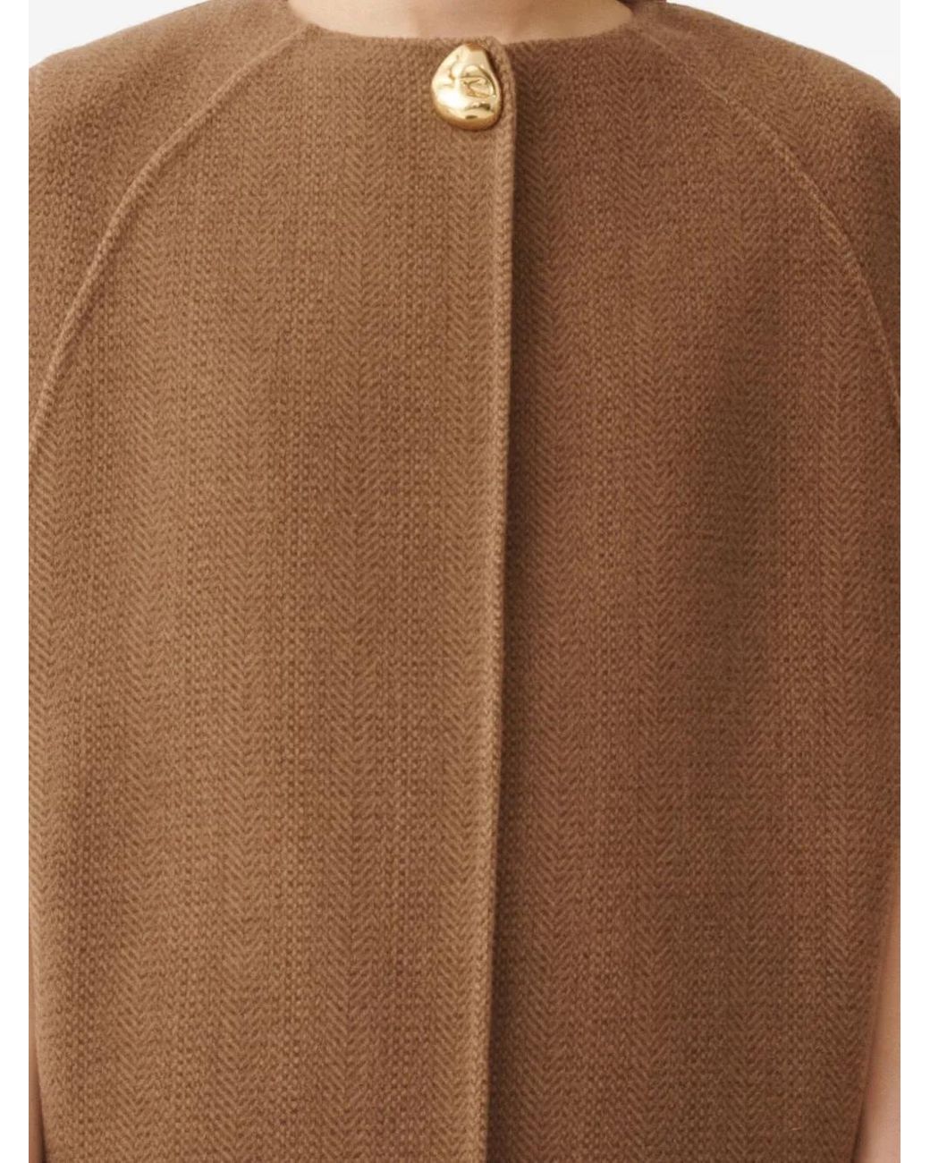Fabiana Filippi Brown Button-Fastening Cape Coat