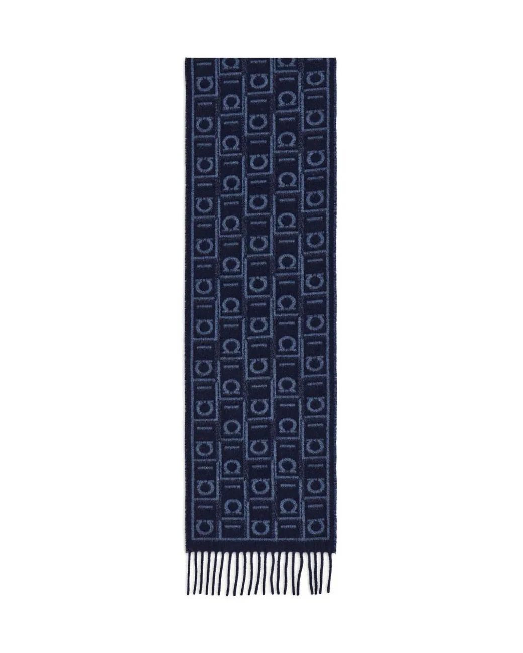 Ferragamo Blue Écharpe À Motif Monogrammé for men