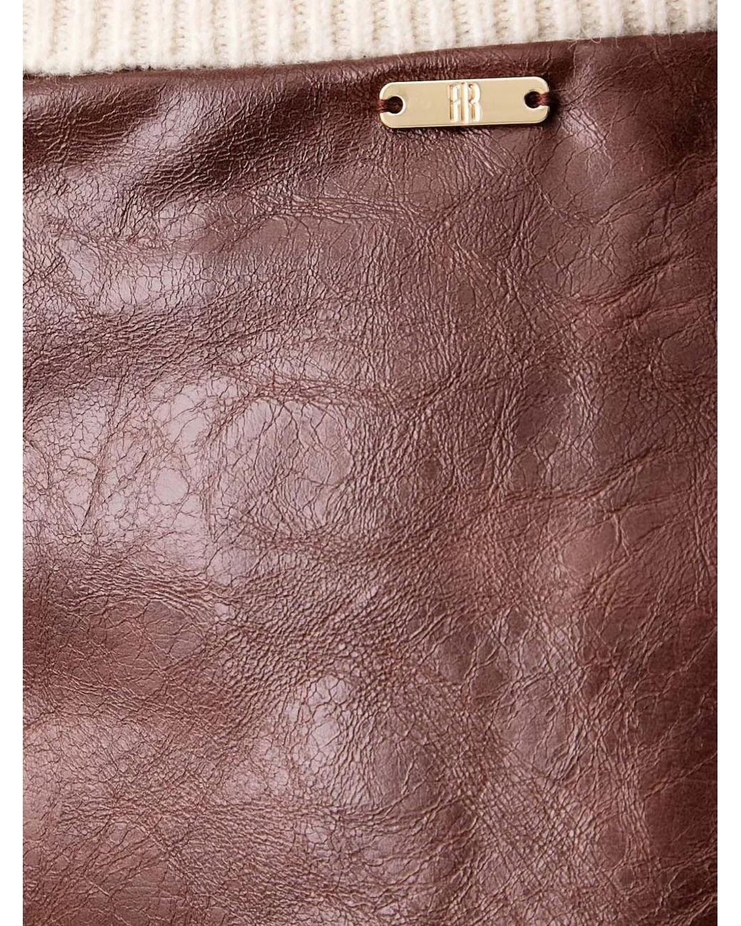 Fracomina Brown Crinkled-Effect Slit Midi Skirt
