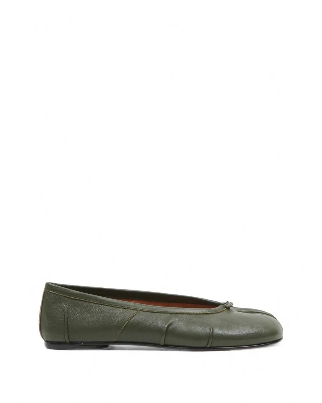 Maison Margiela Green Tabi Leather Ballet Flats