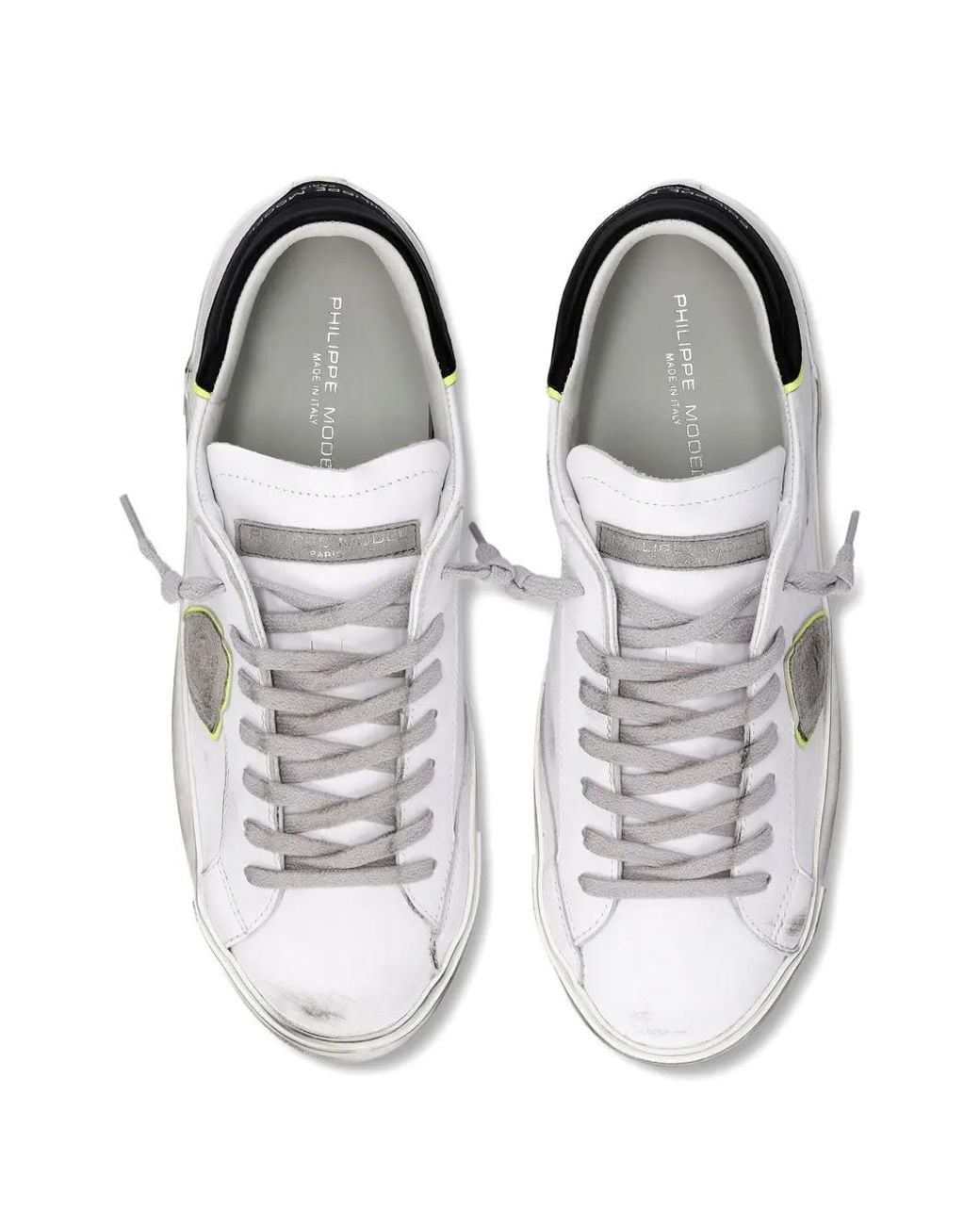 Philippe Model White Worn-Look Low-Top Sneakers for men