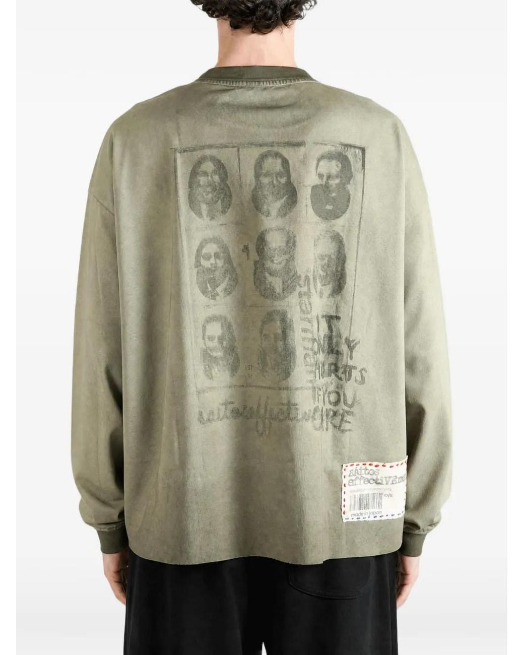SAITOS Green Public Image Distressed Long-Sleeve T-Shirt
