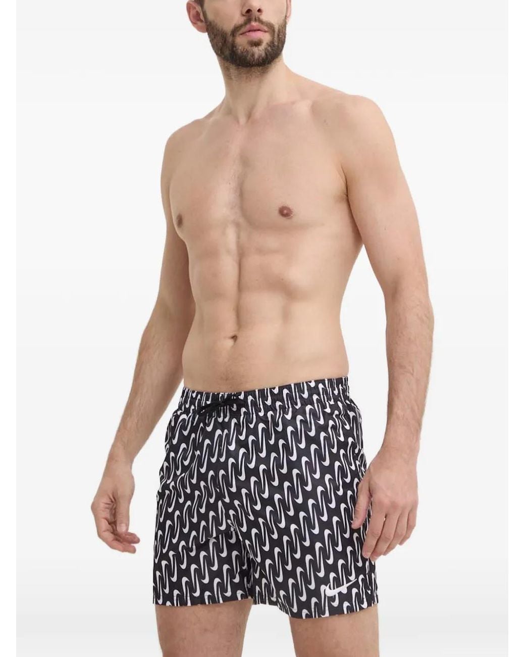 Nike Blue Swoosh-Print Swim Shorts for men