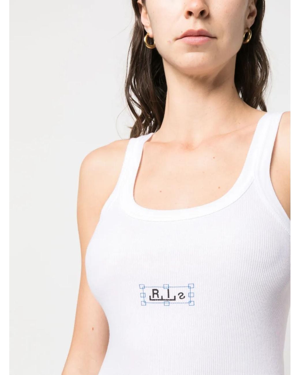 Top Sin Mangas Con Logo Estampado Random Identities de color White