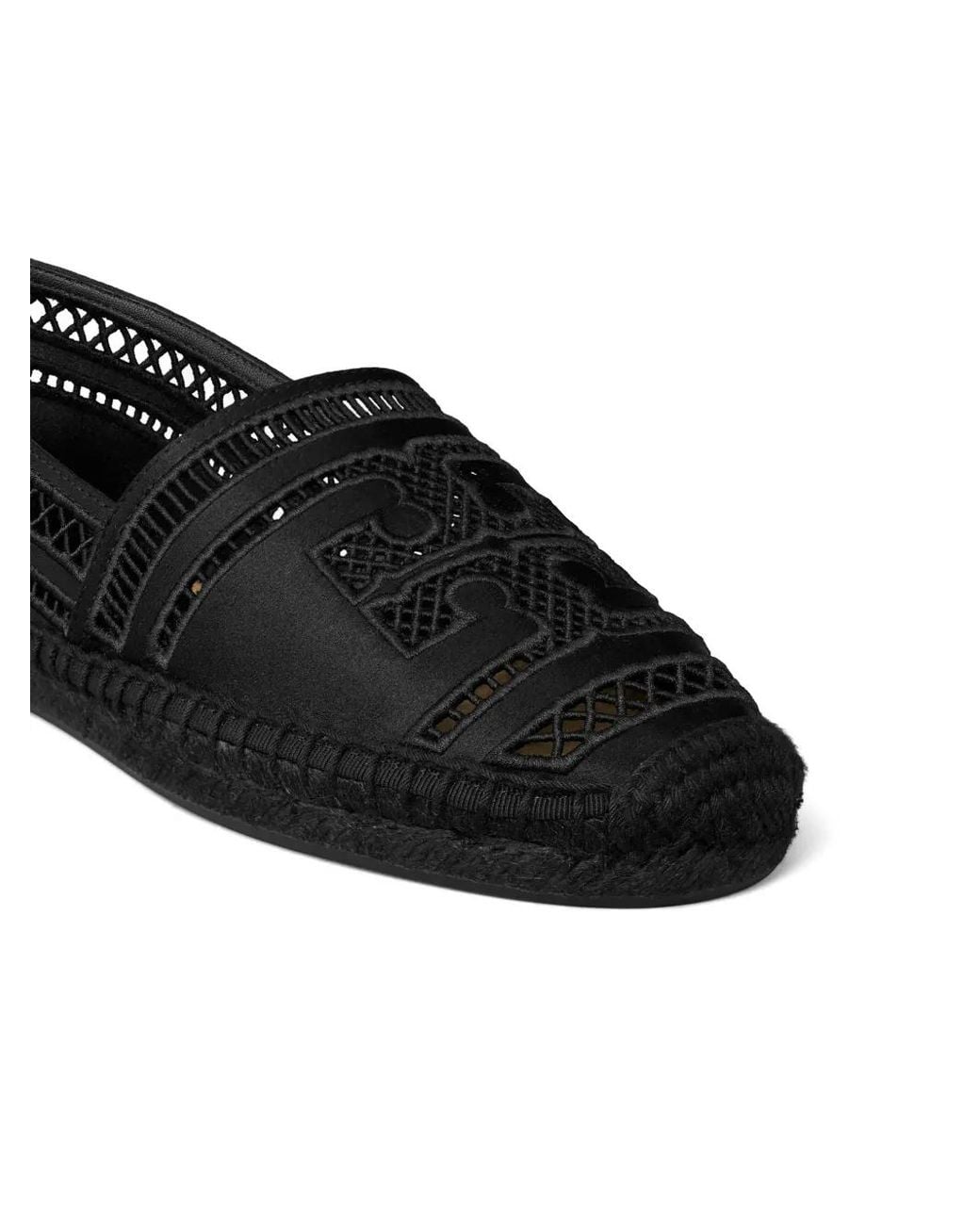 Tory Burch Black Open Weave Espadrilles