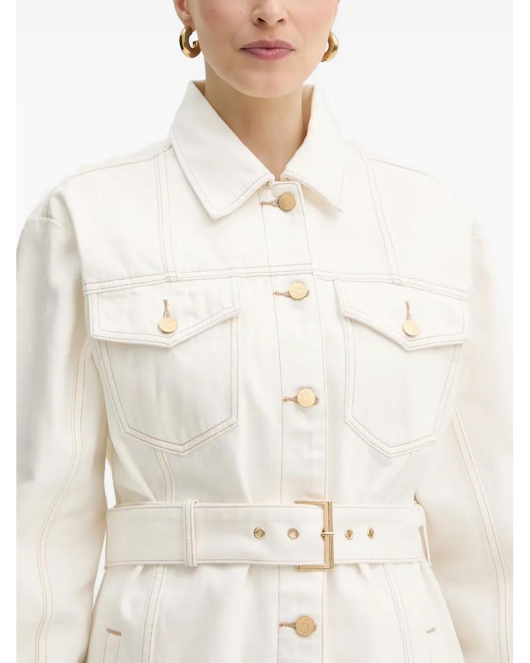 ARMANI EXCHANGE White Belted Denim Jacket