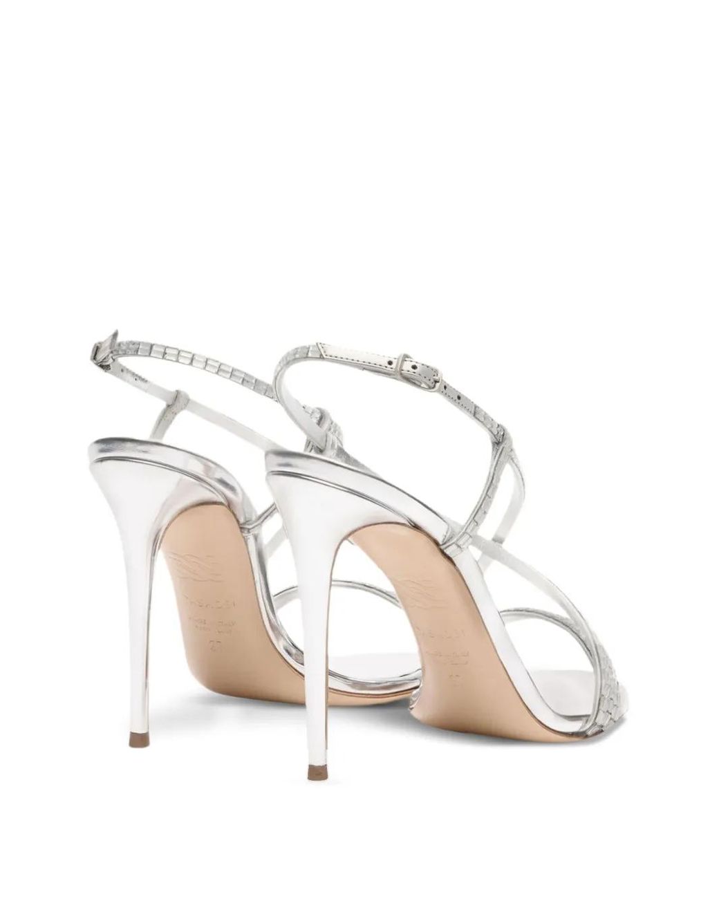 Casadei White 100Mm Julia Crystal-Embellished Slingback Sandals