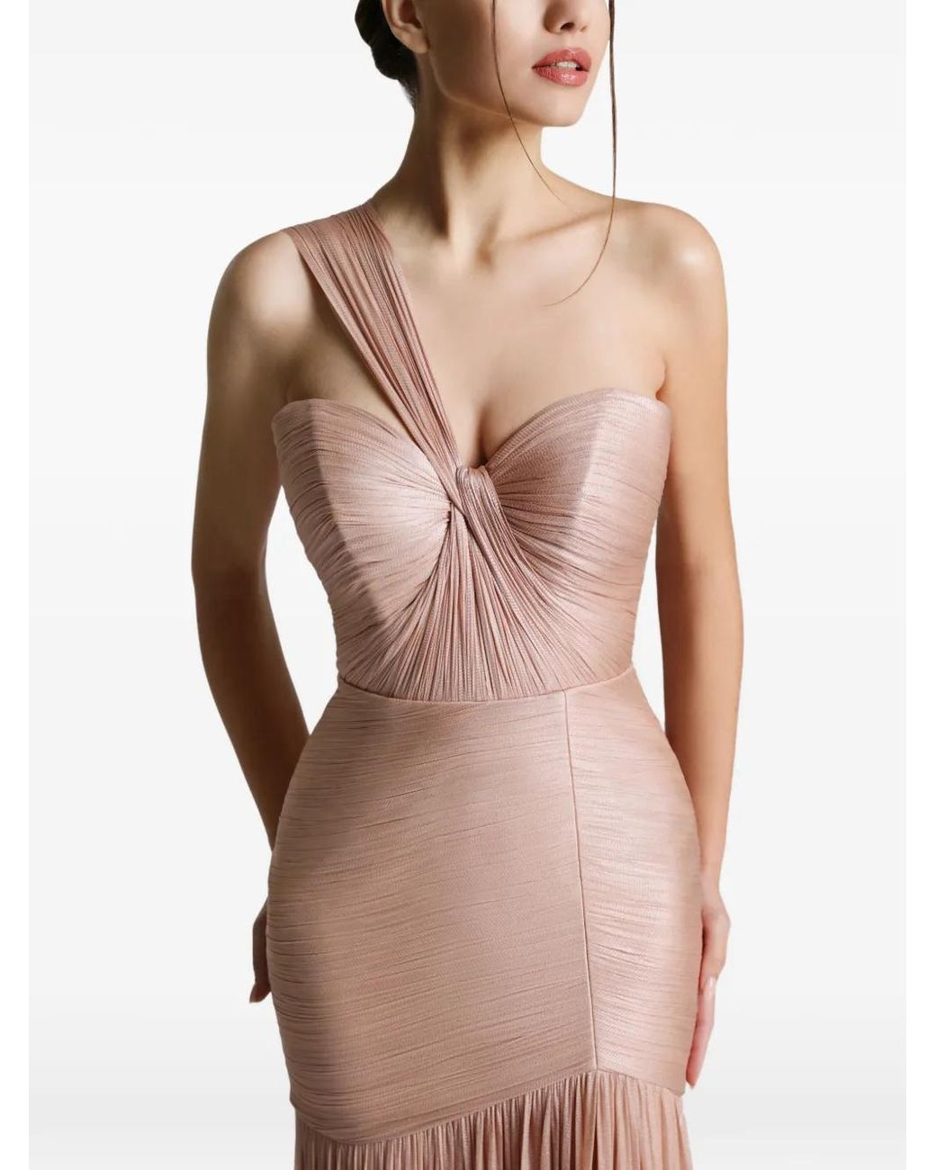 IMROSKA Pink 19 One-Shoulder Split Maxi Dress