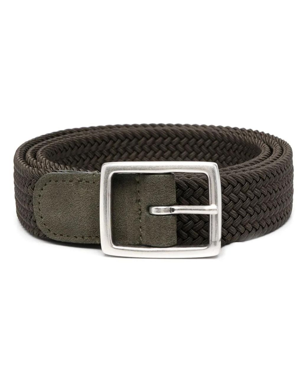 Dell'Oglio Black Mastic Elasticated Suede Belt for men