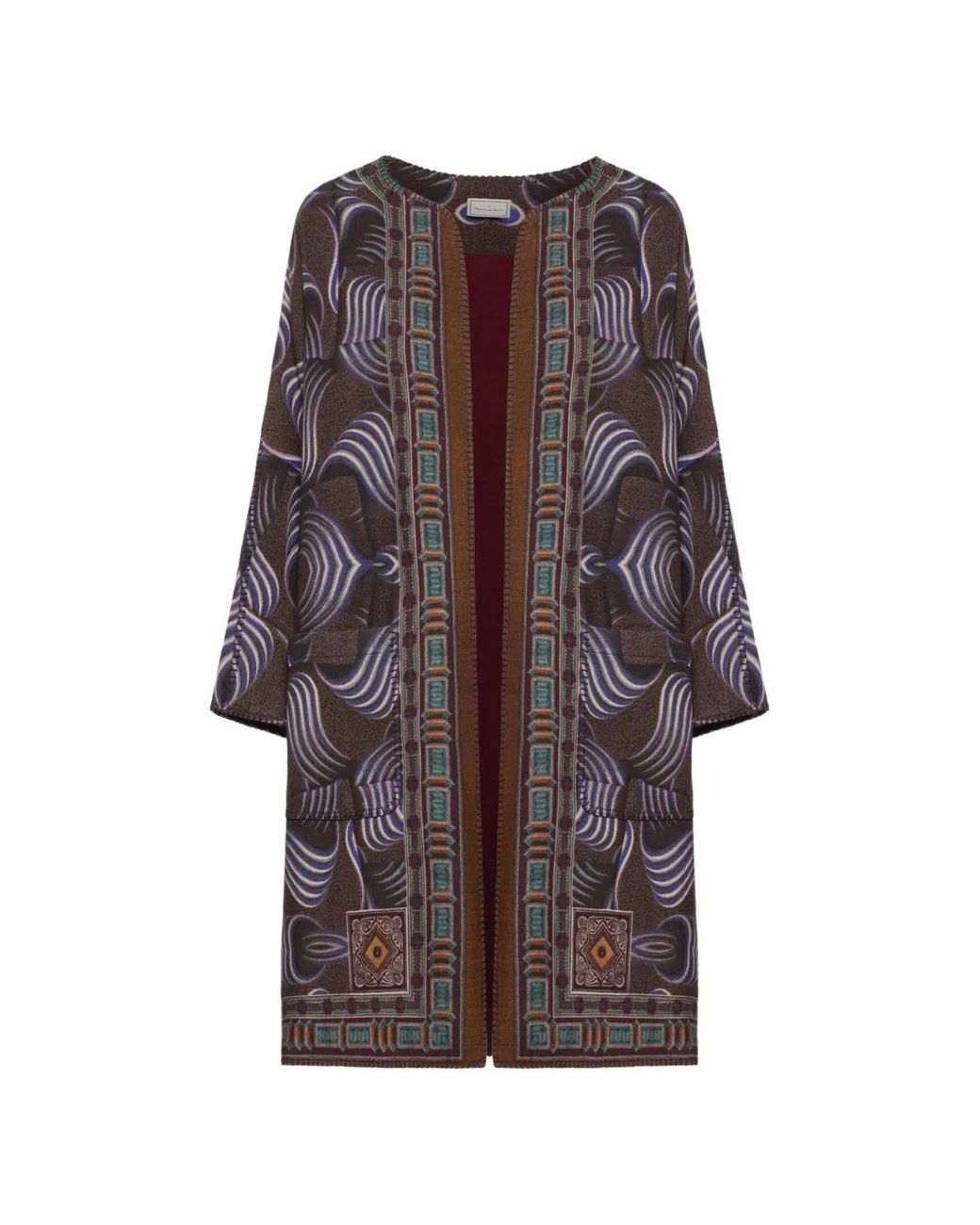Pierre Louis Mascia Brown Pancake Geometric-Print Kimono