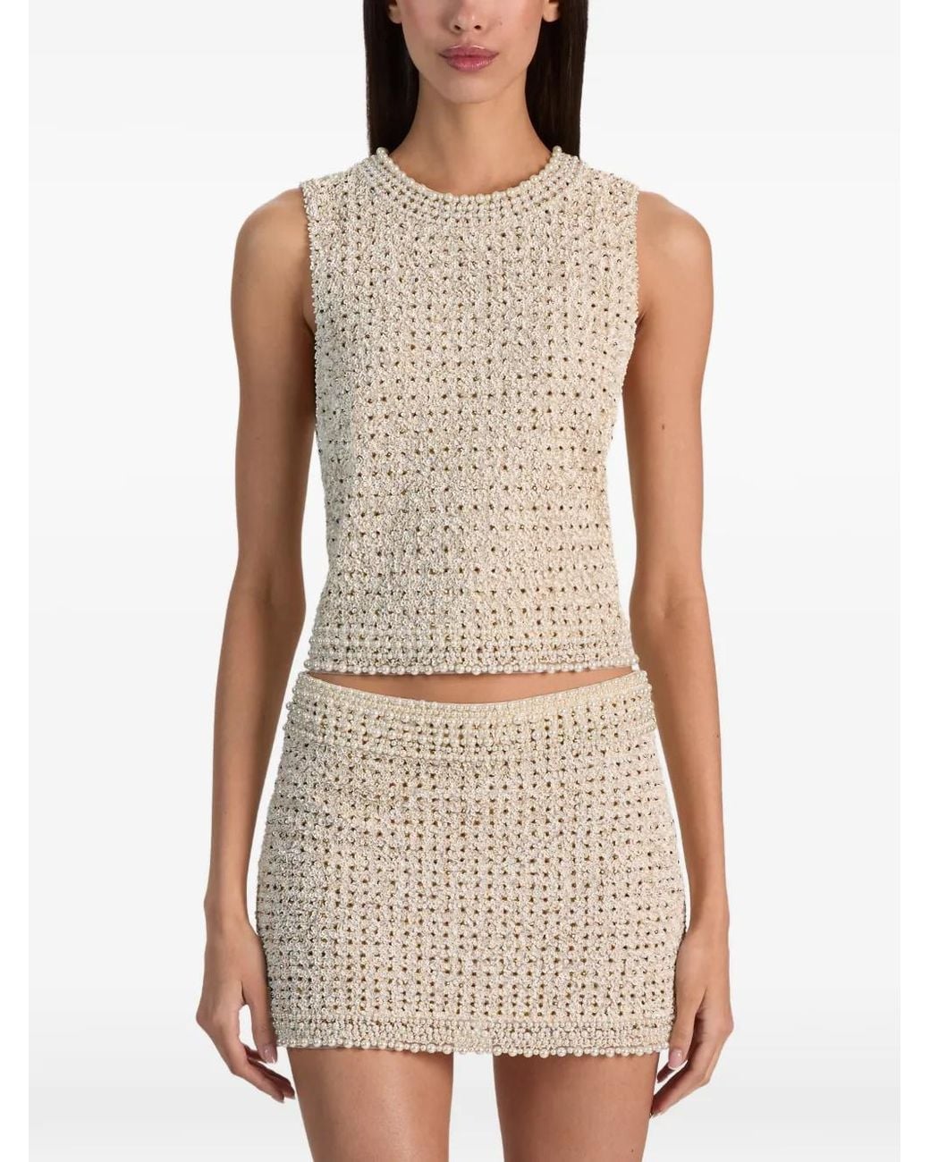Alice + Olivia White Amal Embellished Tank Top