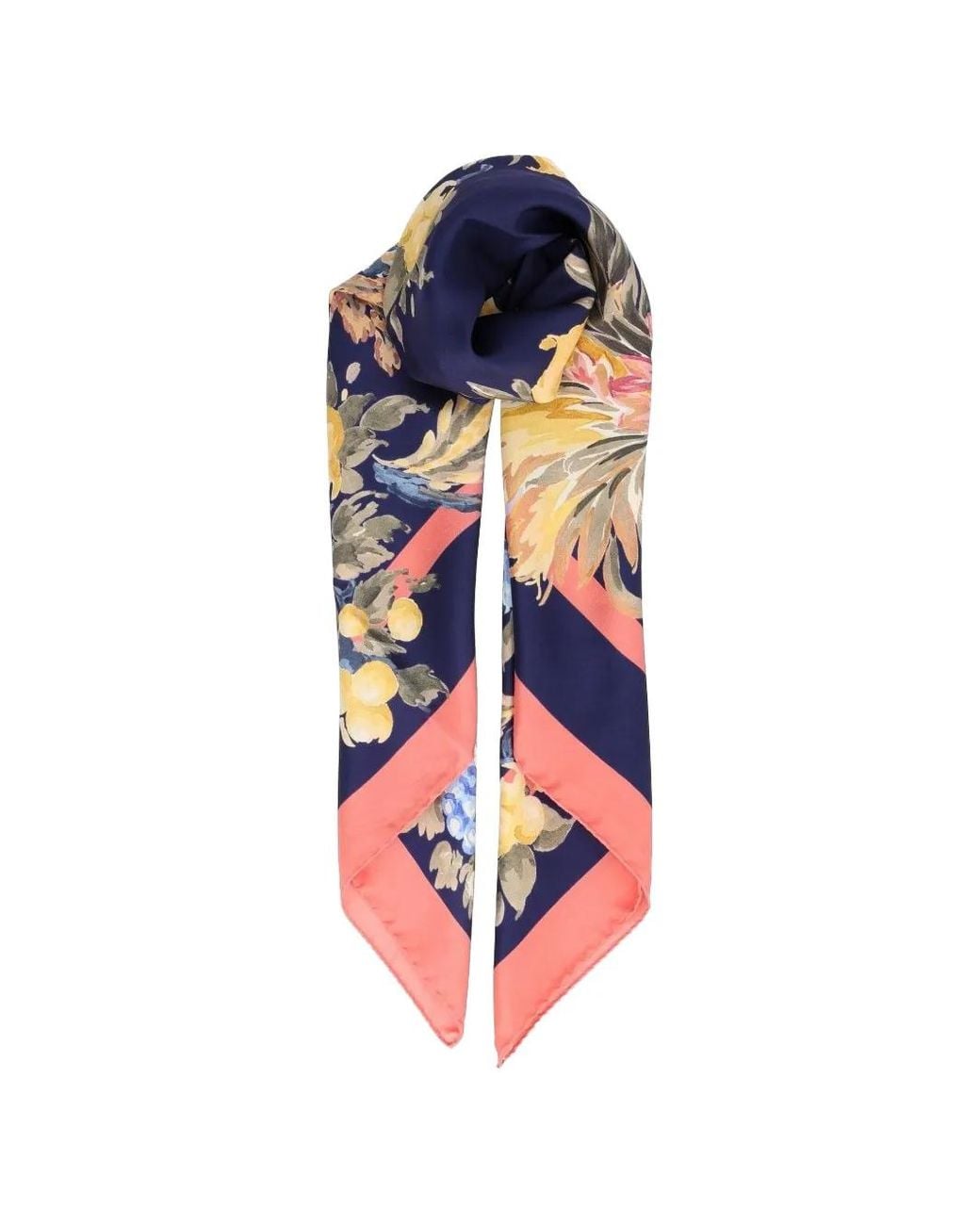 Etro Blue Silk Twill Scarf With Floral Motif