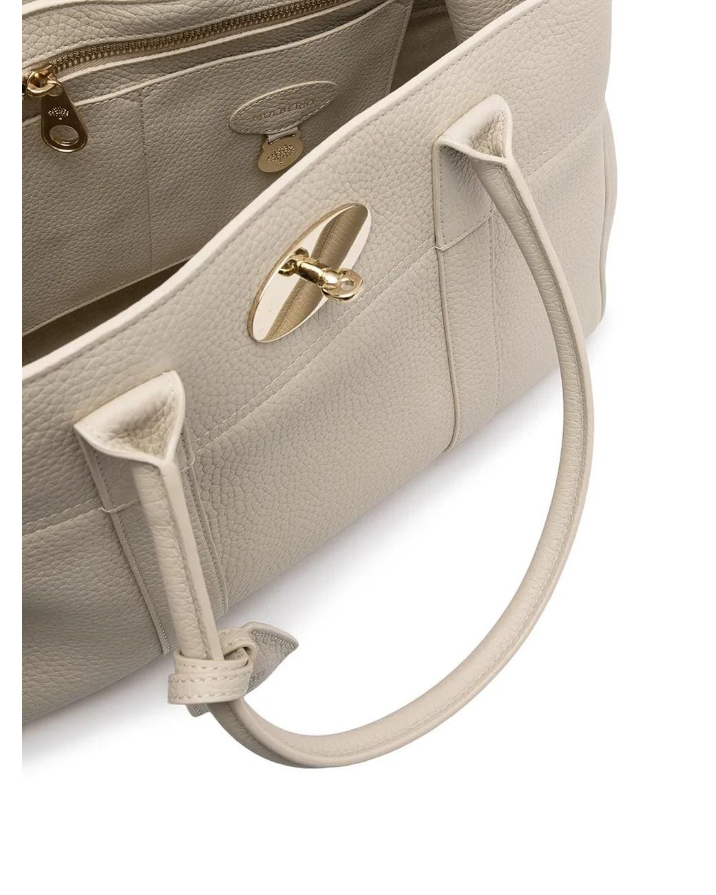 Mulberry Natural Pebbled-Texture Top-Handle Tote