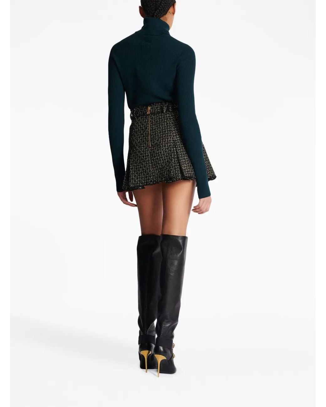 Balmain Black Pleated Mini Skirt
