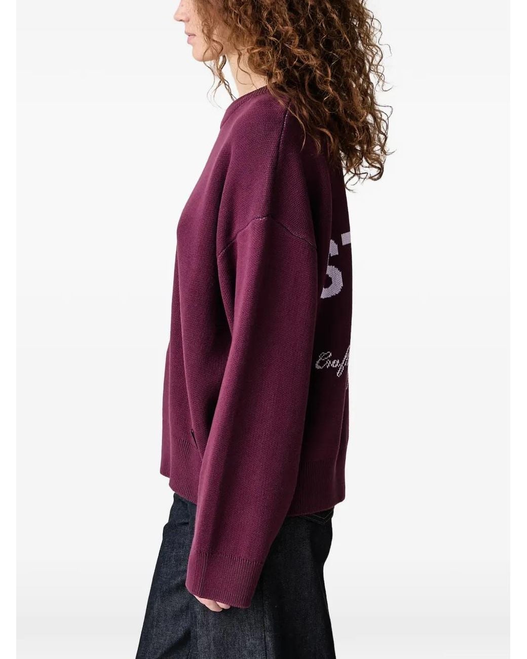 WRSTBHVR Purple Garm Logo-Intarsia Crew-Neck Sweater