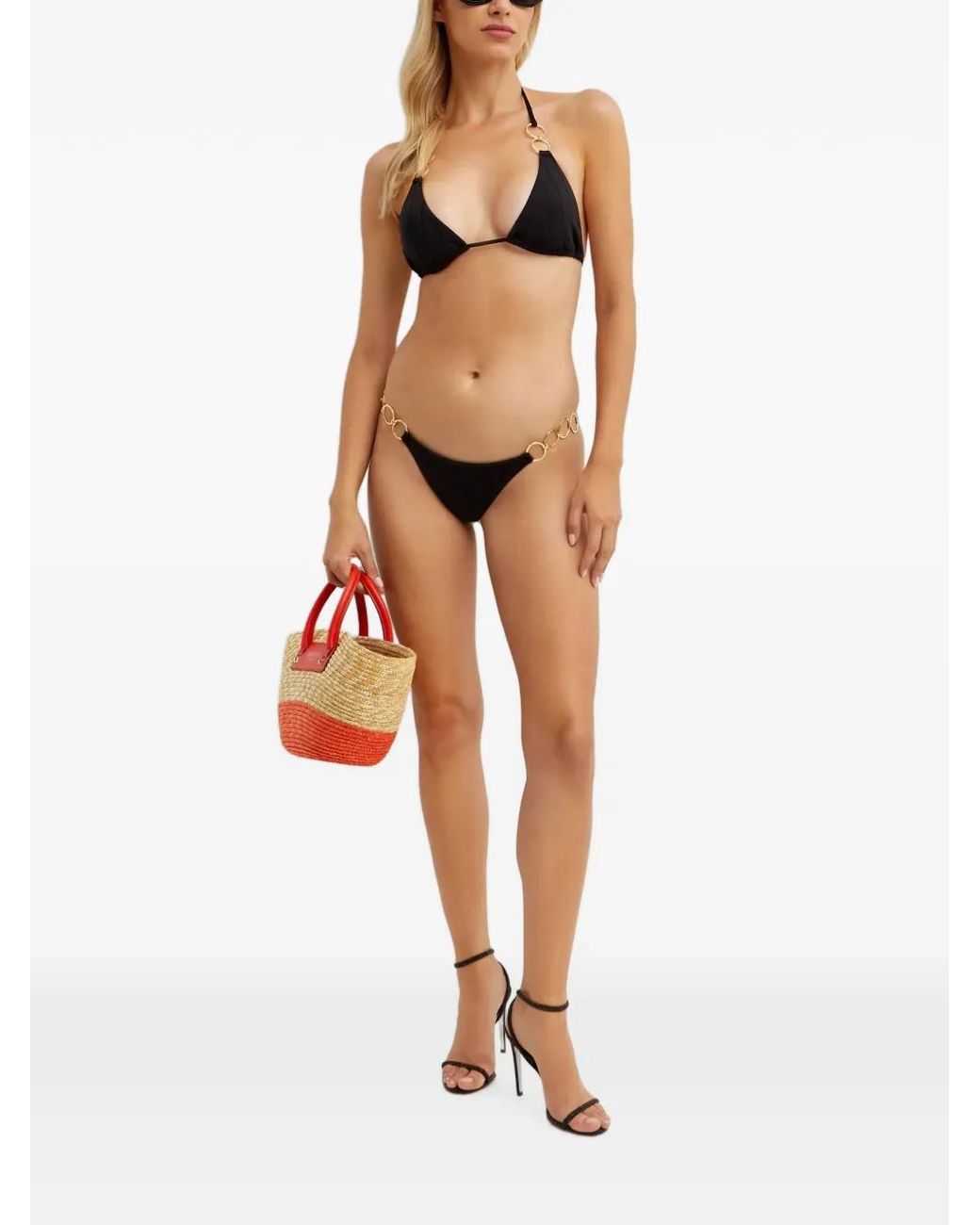 Beach Bunny Black Lexi Ring-Embellished Bikini Bottoms