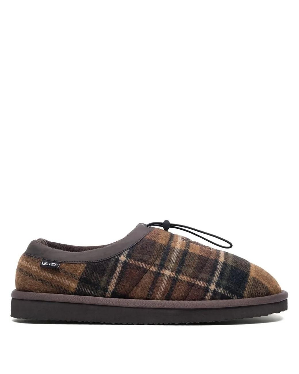 Les Deux Brown Check-Pattern Slippers for men