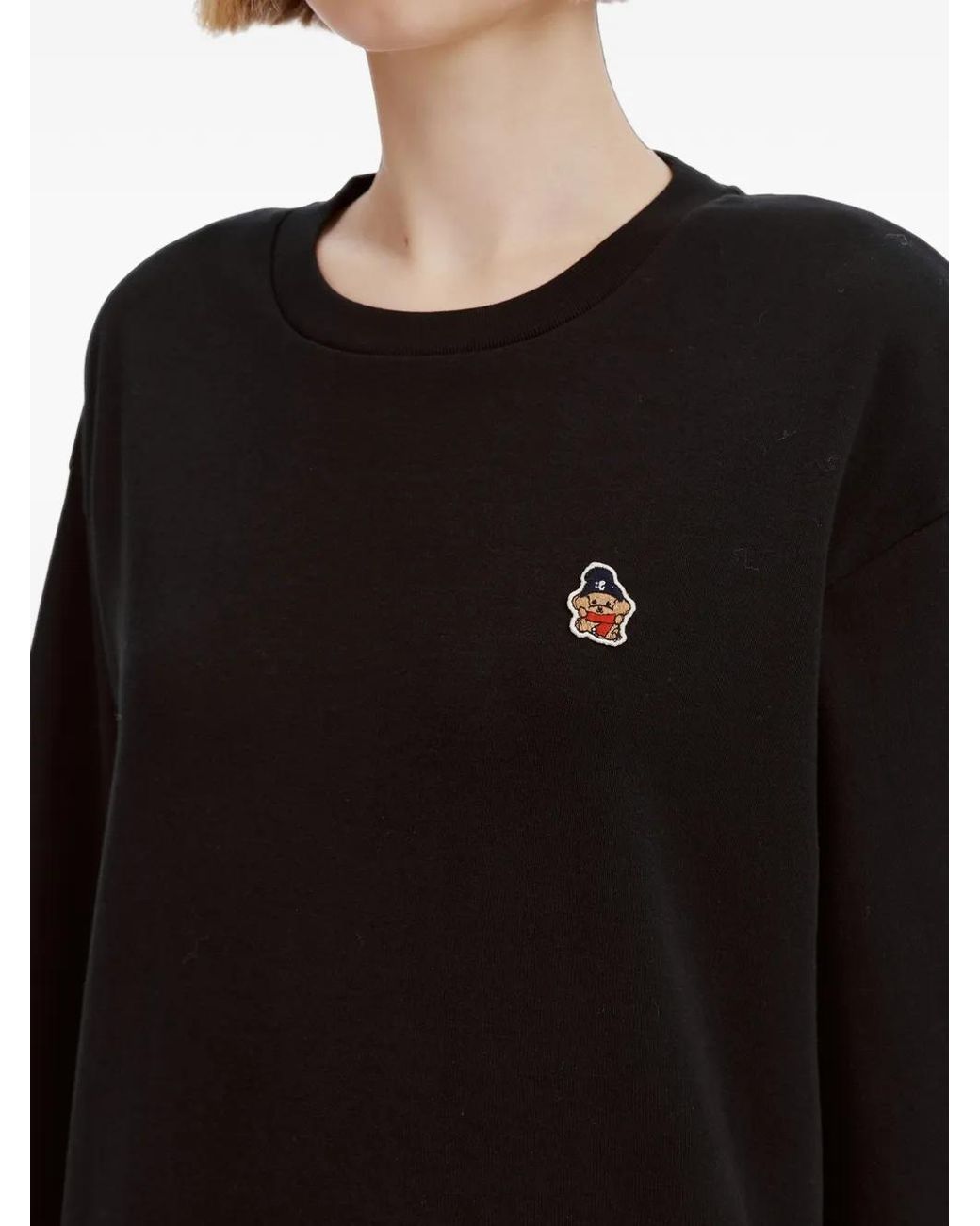 Chocoolate Black Graphic-Patch Long-Sleeve T-Shirt