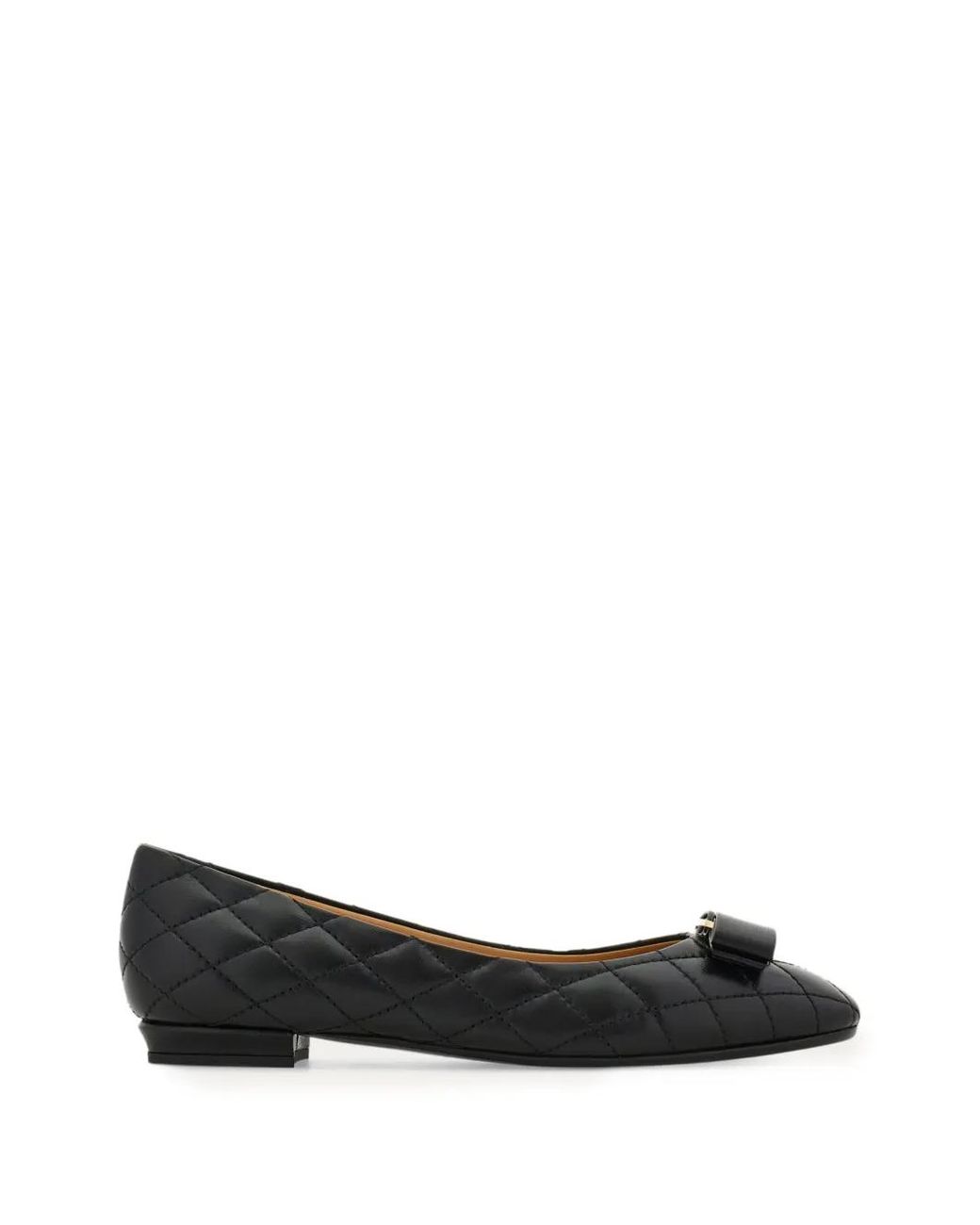 Ferragamo Black Quilted Varina Ballet Flat