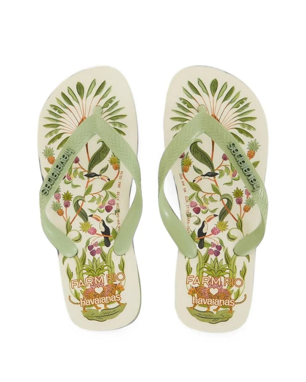Farm Rio Metallic Tropical-Print Sandals