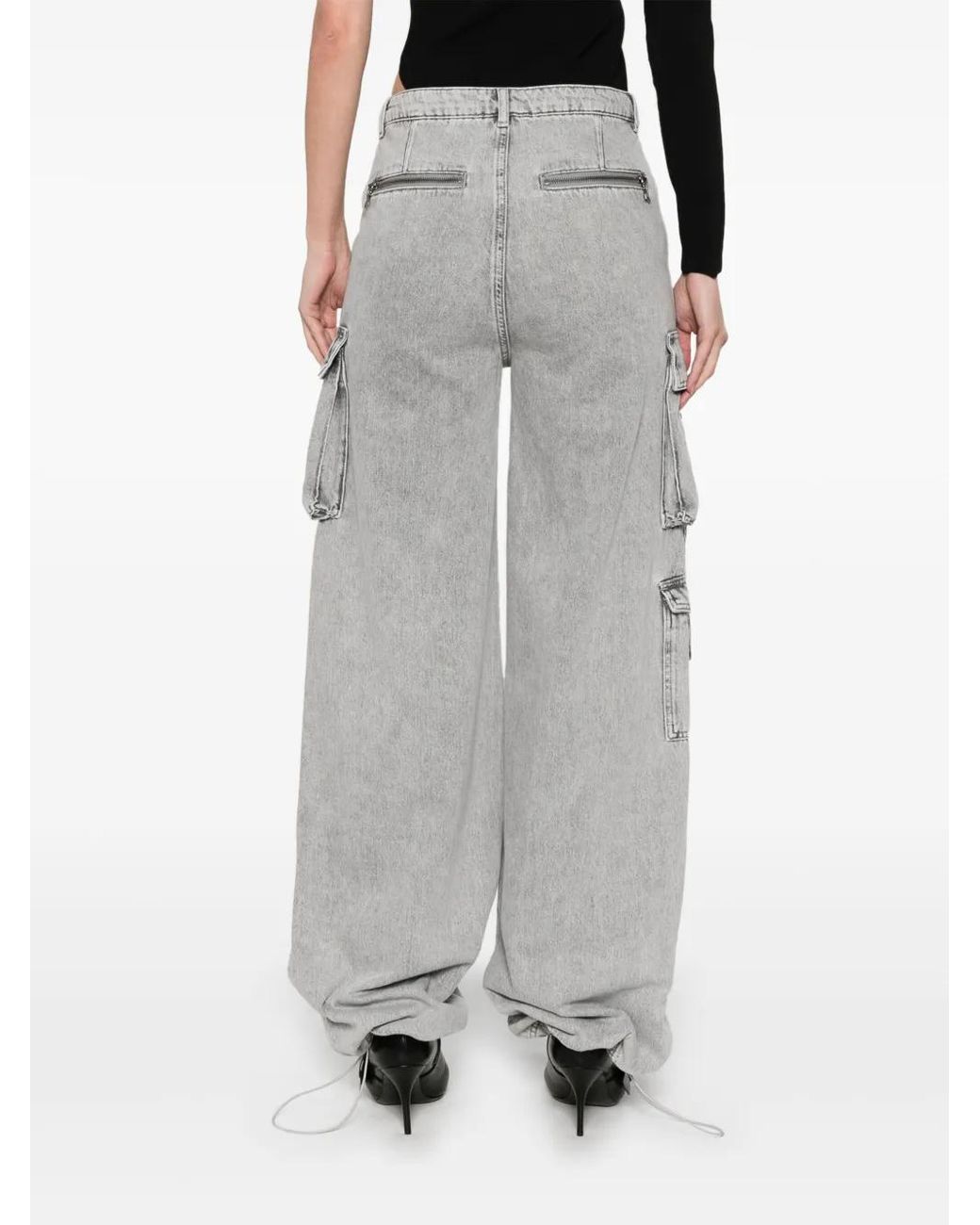 Patrizia Pepe Gray Cargo-Pockets Jeans