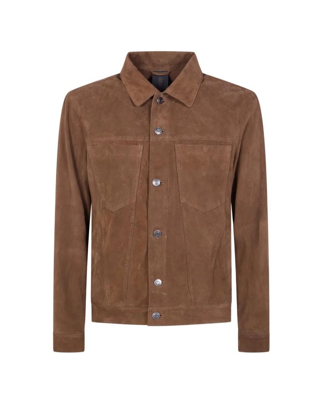 Giorgio Brato Brown Button Suede Jacket for men